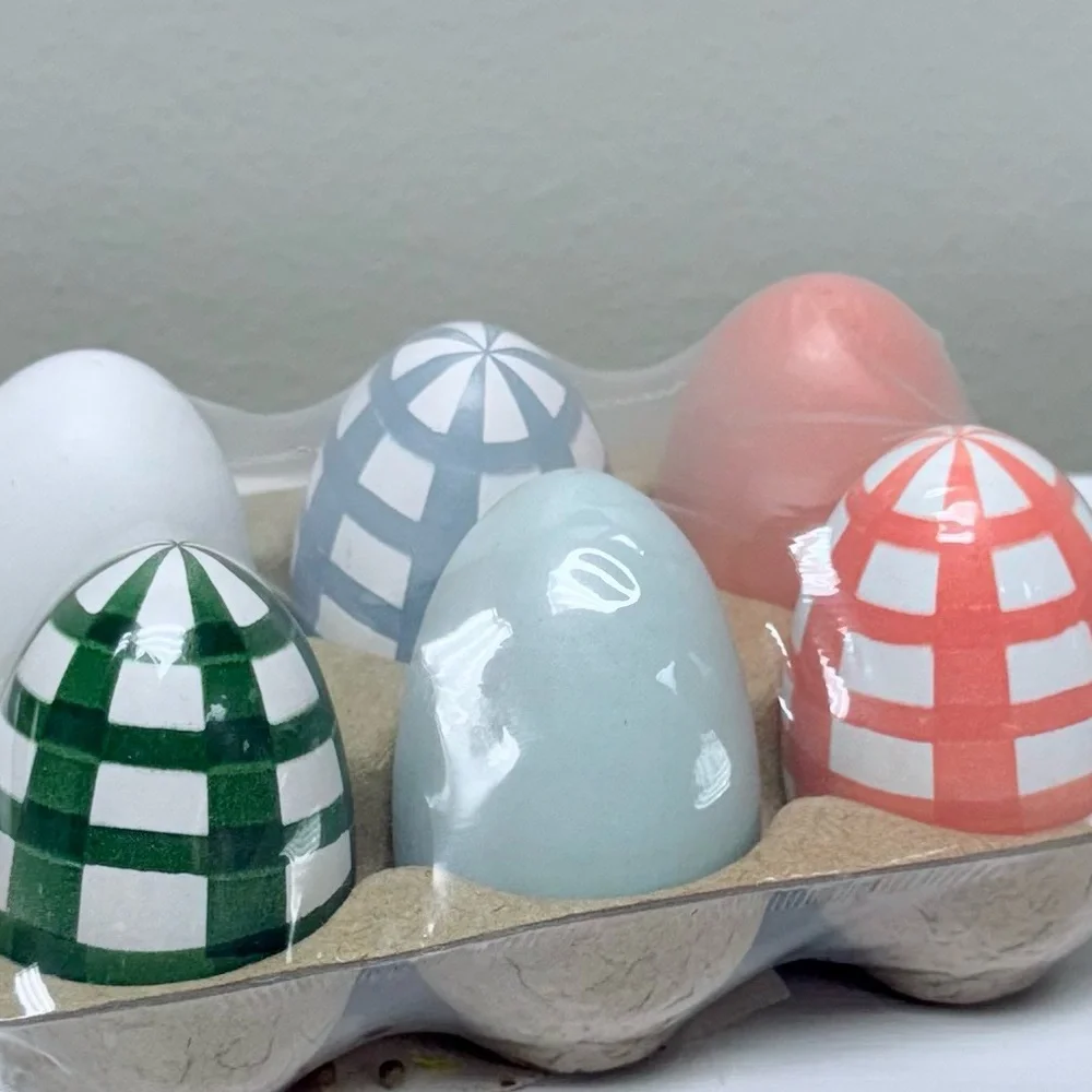 3 for $15 SALE Target Bullseye Set of 6 Wooden Eggs, Spring or Easter Decor